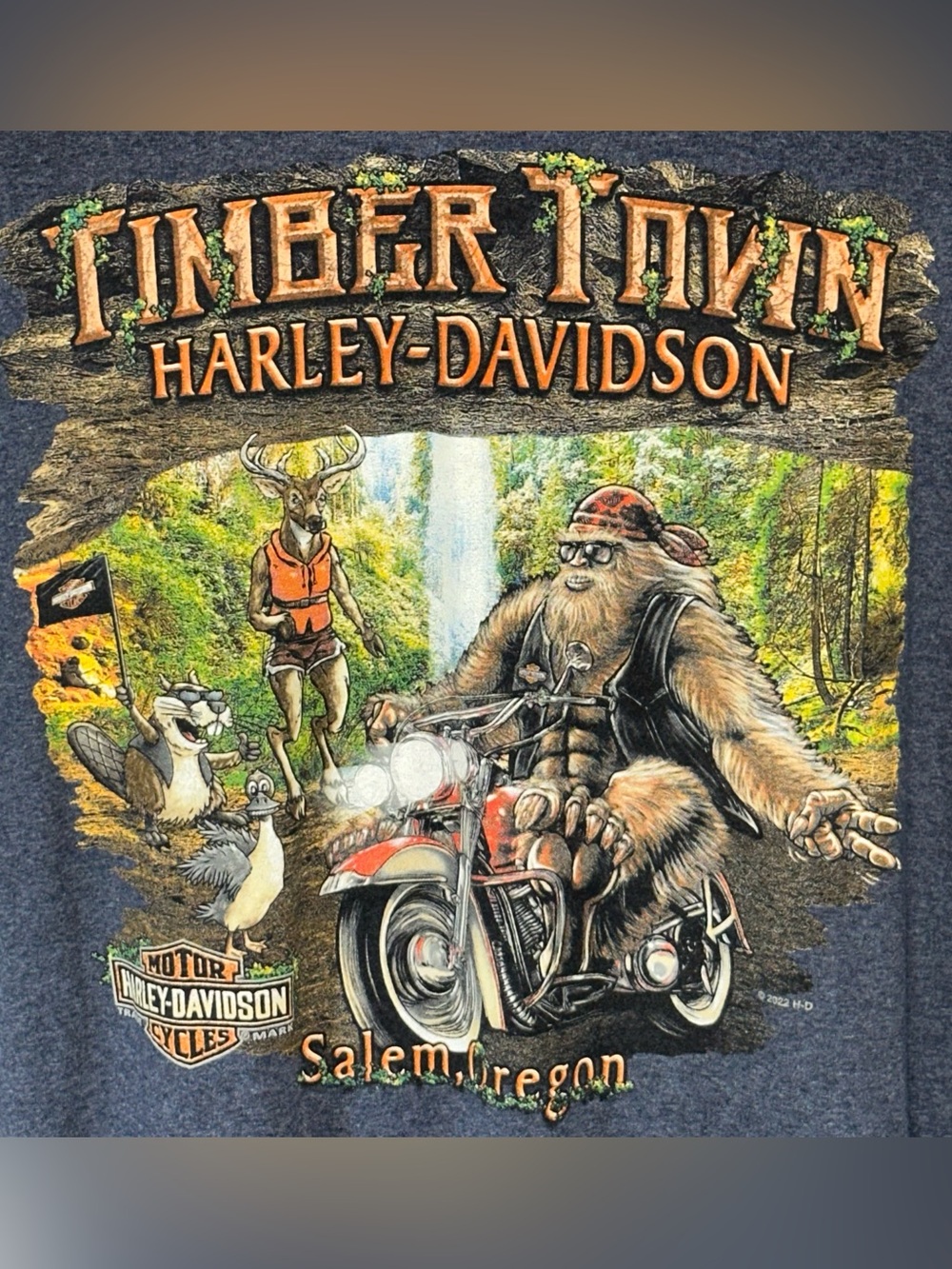 Harley Davidson Motorcycles Sasquatch Timber Town Oregon 2XL